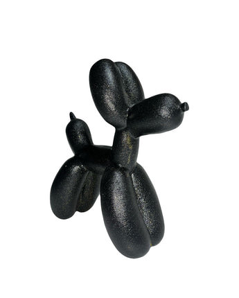 Scultura Cane Palloncino Brillantinato Nero Oro