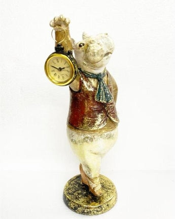 Statua ippopotamo con orologio